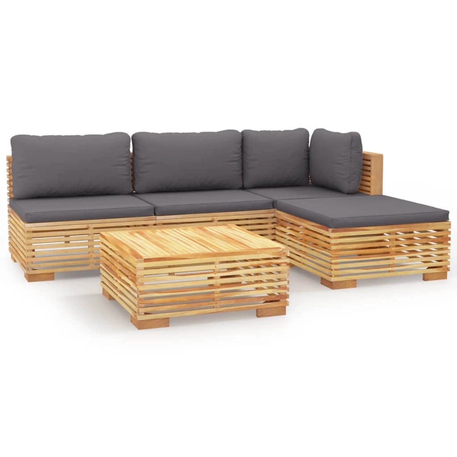 vidaXL 5-tlg Garten-Lounge-Set mit Kissen Massivholz Teak Modell 6 günstig online kaufen