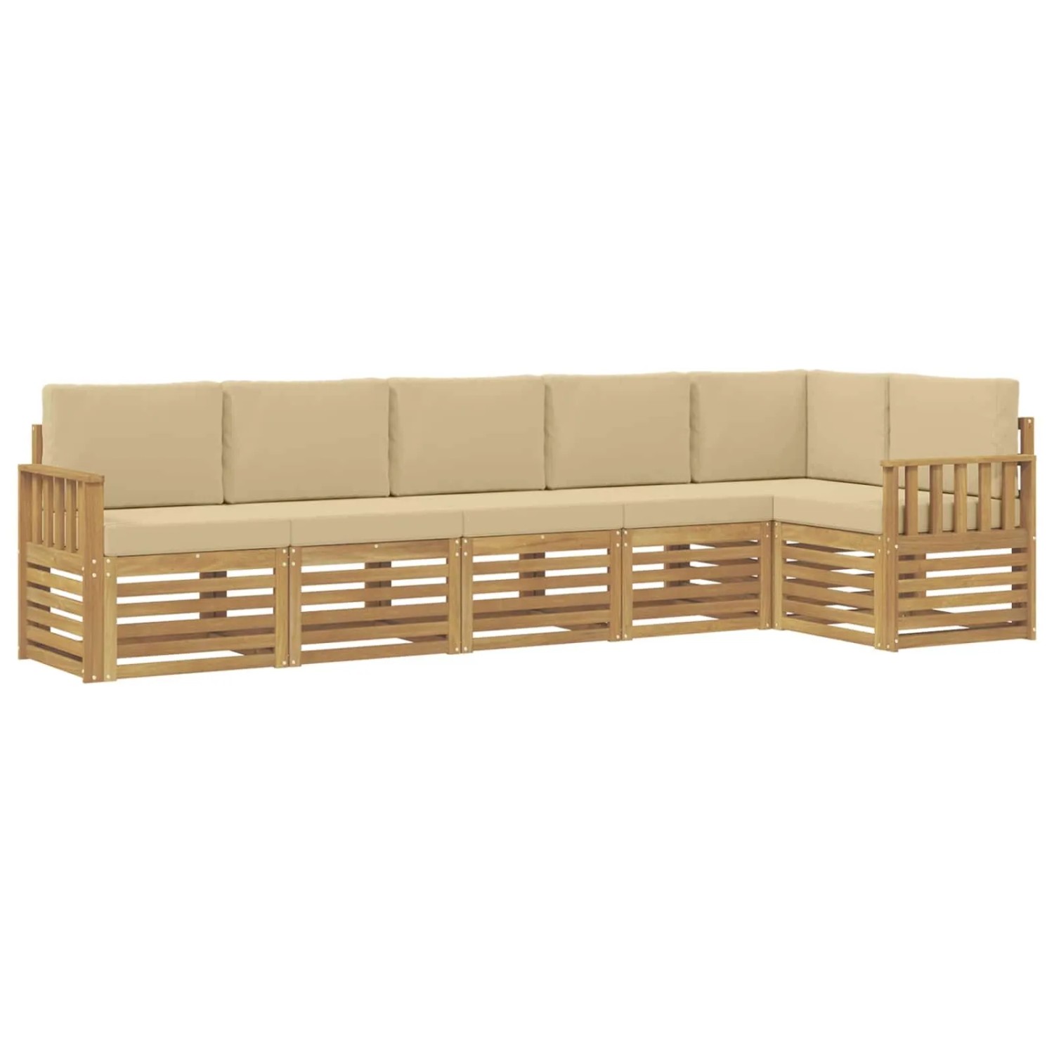 vidaXL Outdoor-Sofagarnitur 6-Tlg Weiß und Beige 306 x 128,5 x 73 cm 3391908
