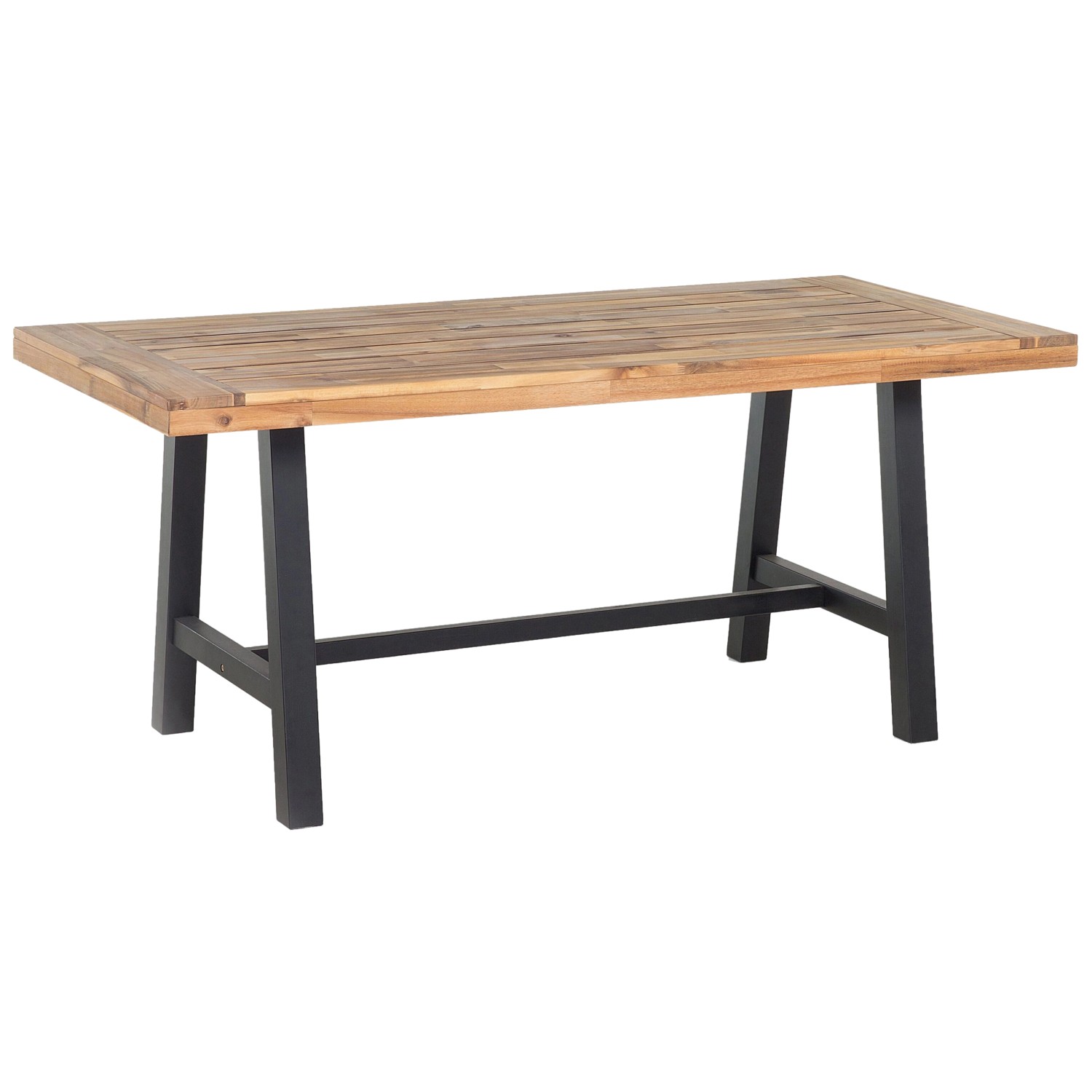 Beliani Gartentisch SCANIA Heller Holzfarbton Schwarz 170x80x74 günstig online kaufen