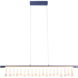 Graue LED-Pendelleuchte Nobilis von Näve, ca. 100 cm breit, mit Kristallanhängern.