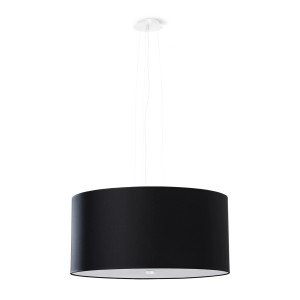 Schwarzer Sollux Lighting Kronleuchter Otto 50, Stoffschirm, minimalistisch.