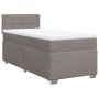 Boxspringbett Taupe 90x200 cm mit Matratze und Kopfteil, Stoffbezug.