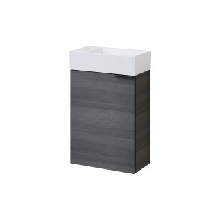 Emke Waschbeckenunterschrank mit Keramikwaschbecken, 41,7x24x64,6 cm, Charcoal.