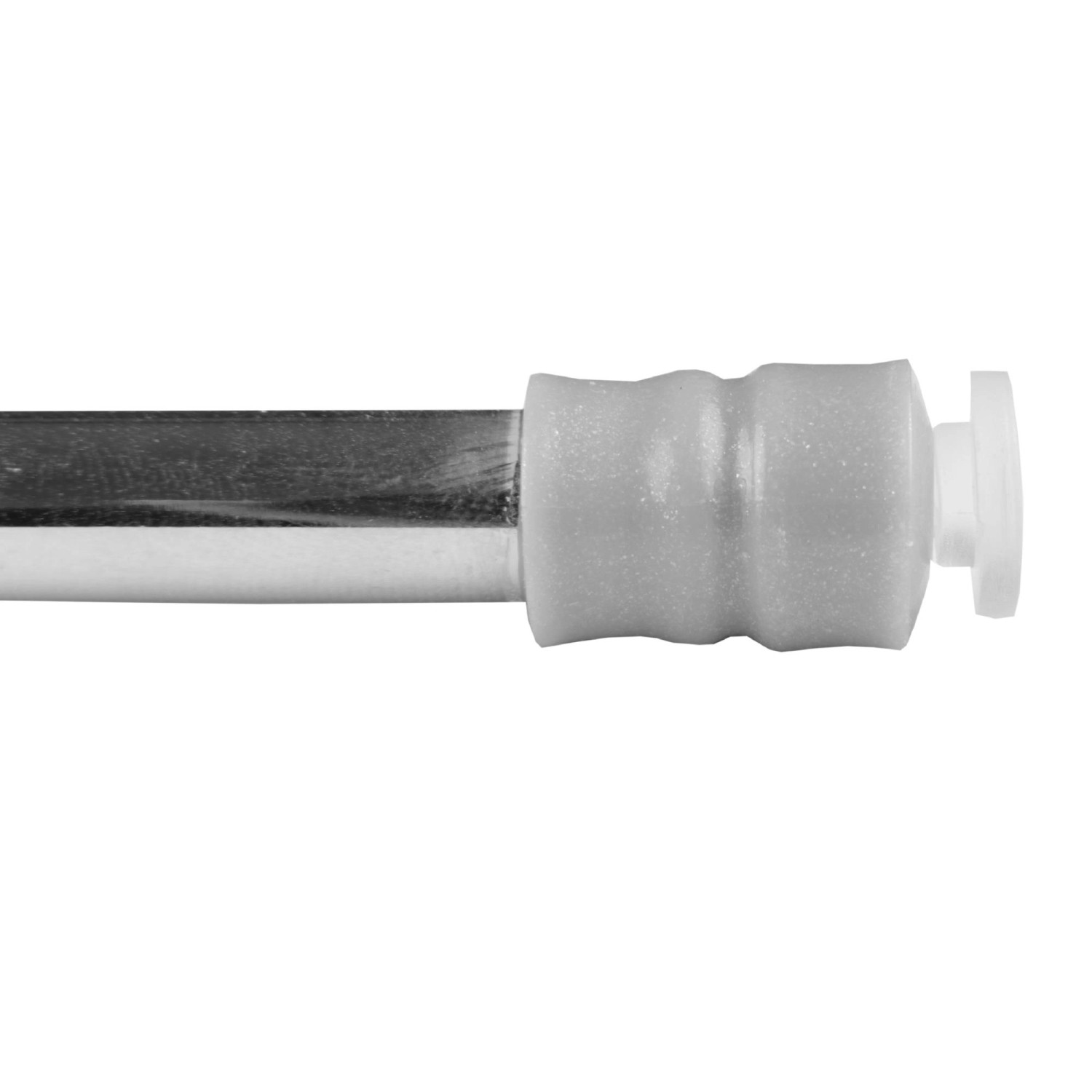 Detailaufnahme: Silberne Bestlivings Klemmstange mit Schraubtechnik, 60-90 cm, für Stil- & Seilspanngarnituren.