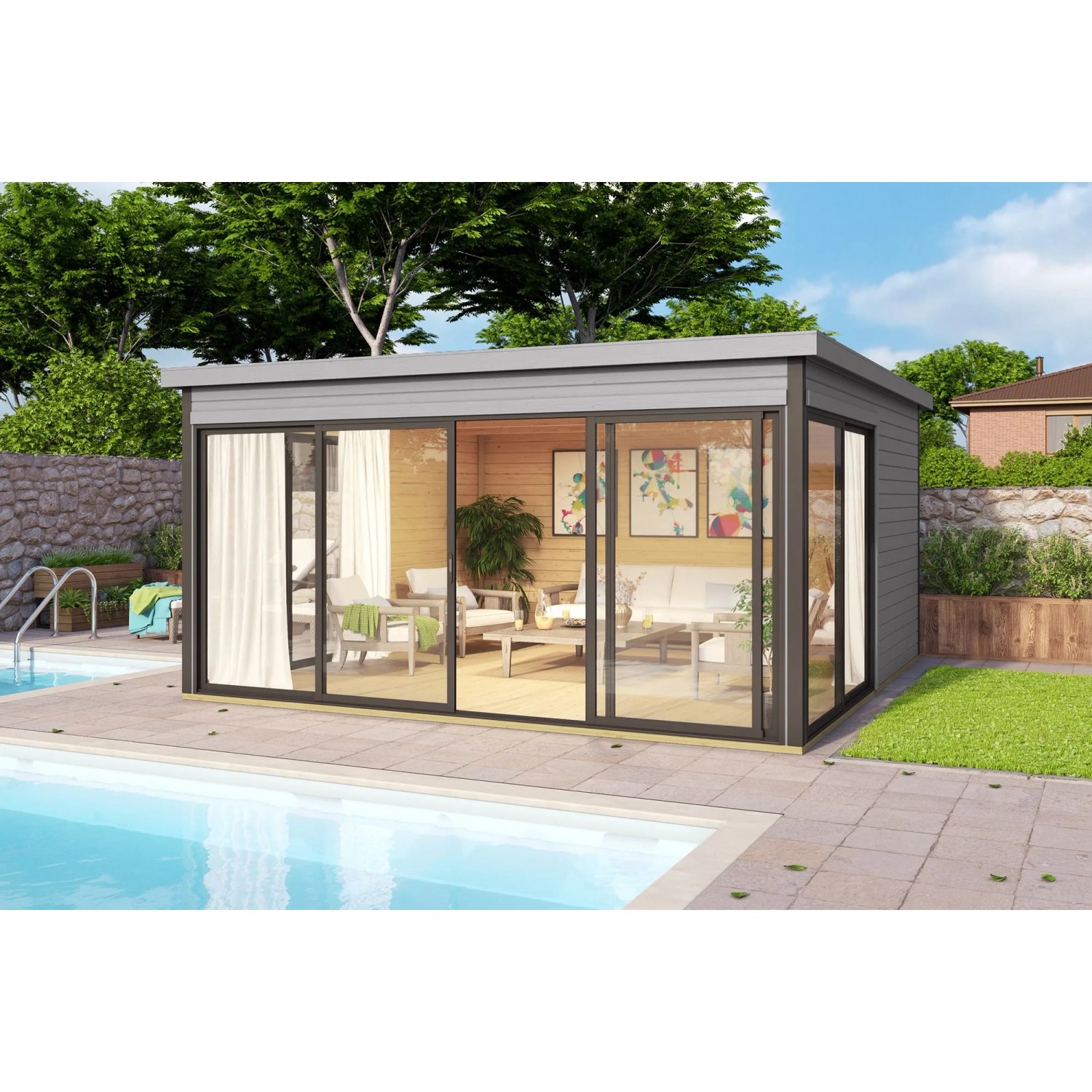 Lasita Gartenhaus Domeo 5 Lichtgrau 418 cm x 418 cm