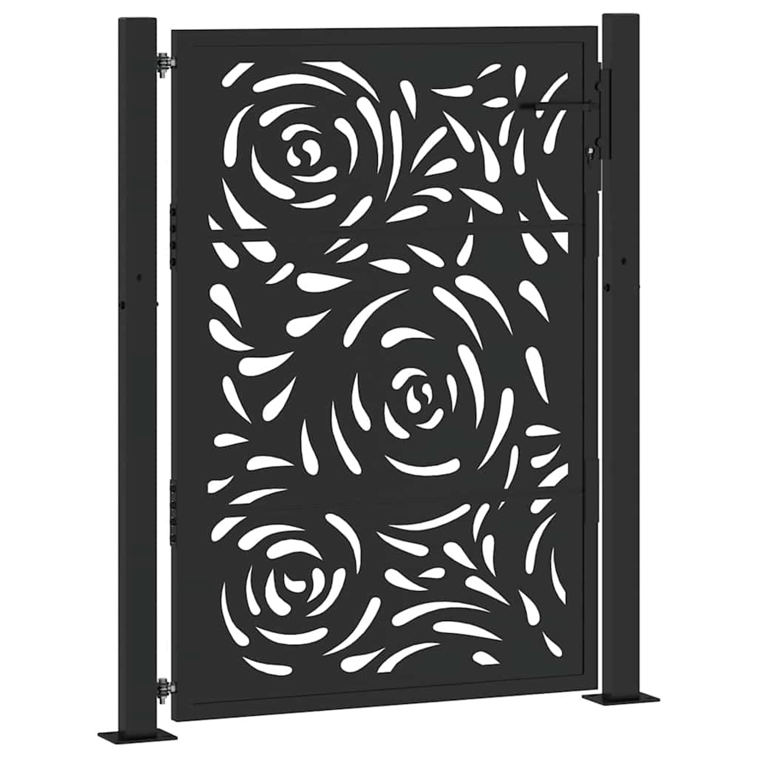 vidaXL Gartentor Schwarz 105 x 130 cm Stahl Flammendesign 4100990 günstig online kaufen
