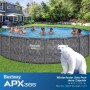 Bestway APX365 Solo Pool, Ø 610 cm, dunkelgraue Marmor-Optik, mit Stahlrahmen und Personen im Wasser.