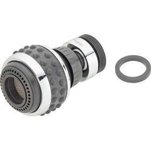 Küchenbrause verchromt/schwarz mit Kugelgelenk und Dichtungsring für Spültischarmatur.