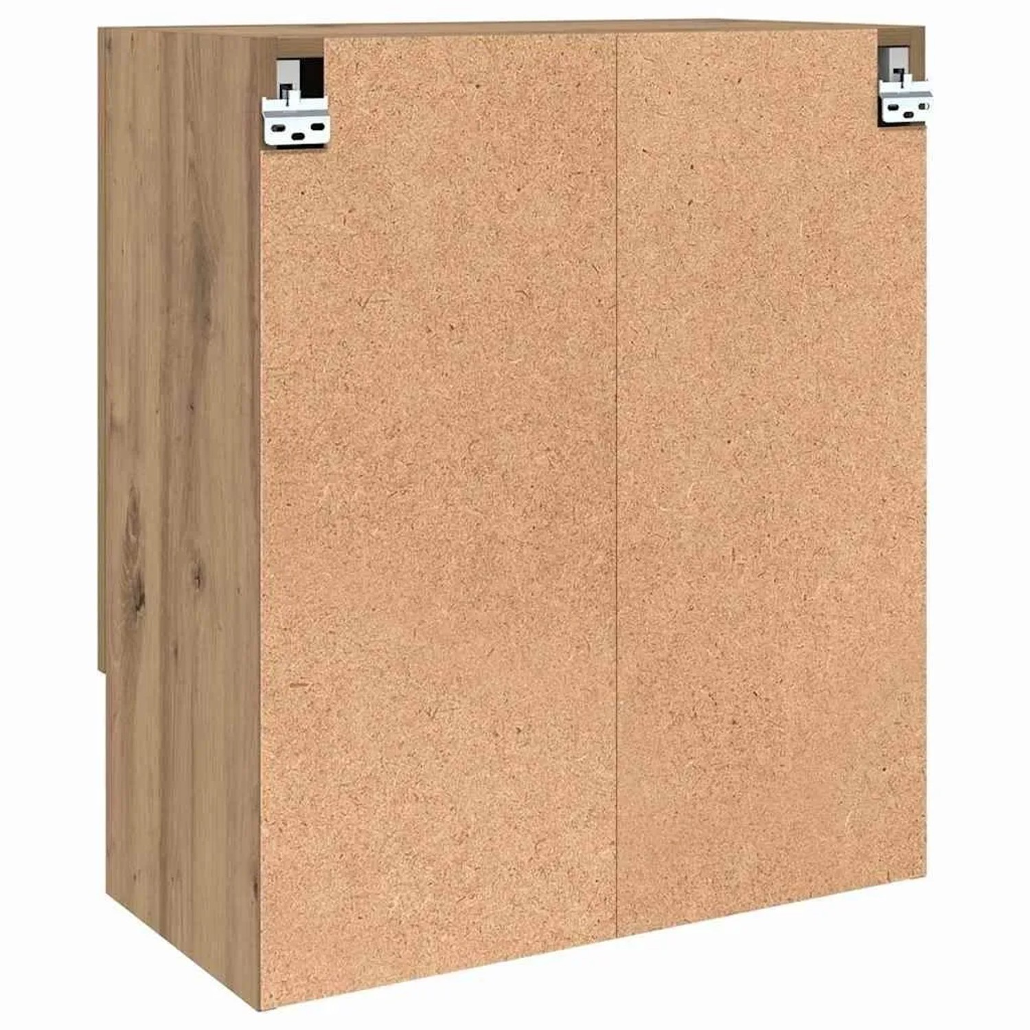 Rückseite vidaXL Wandschrank aus Holzwerkstoff, Seiten in Artisan-Eiche, mit Wandhalterungen. Praktischer Wohnzimmerschrank.