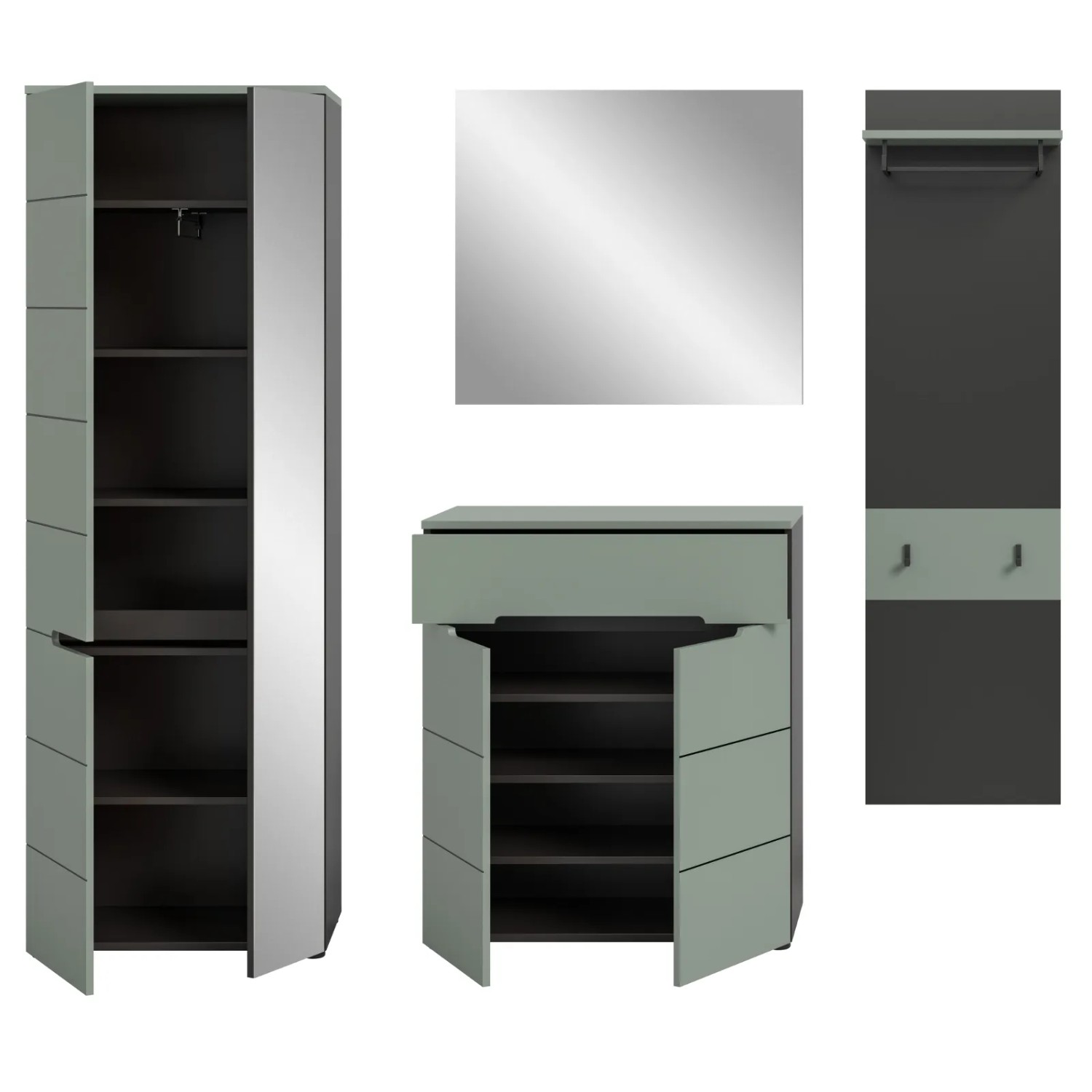 Inn.Furn Garderoben-Set 4-teilig in Salbei und Grau 220 cm Cooper_9