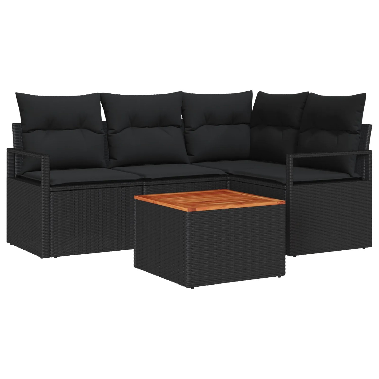 vidaXL Garten-Sofa-Set 5-Tlg Schwarz 3356371