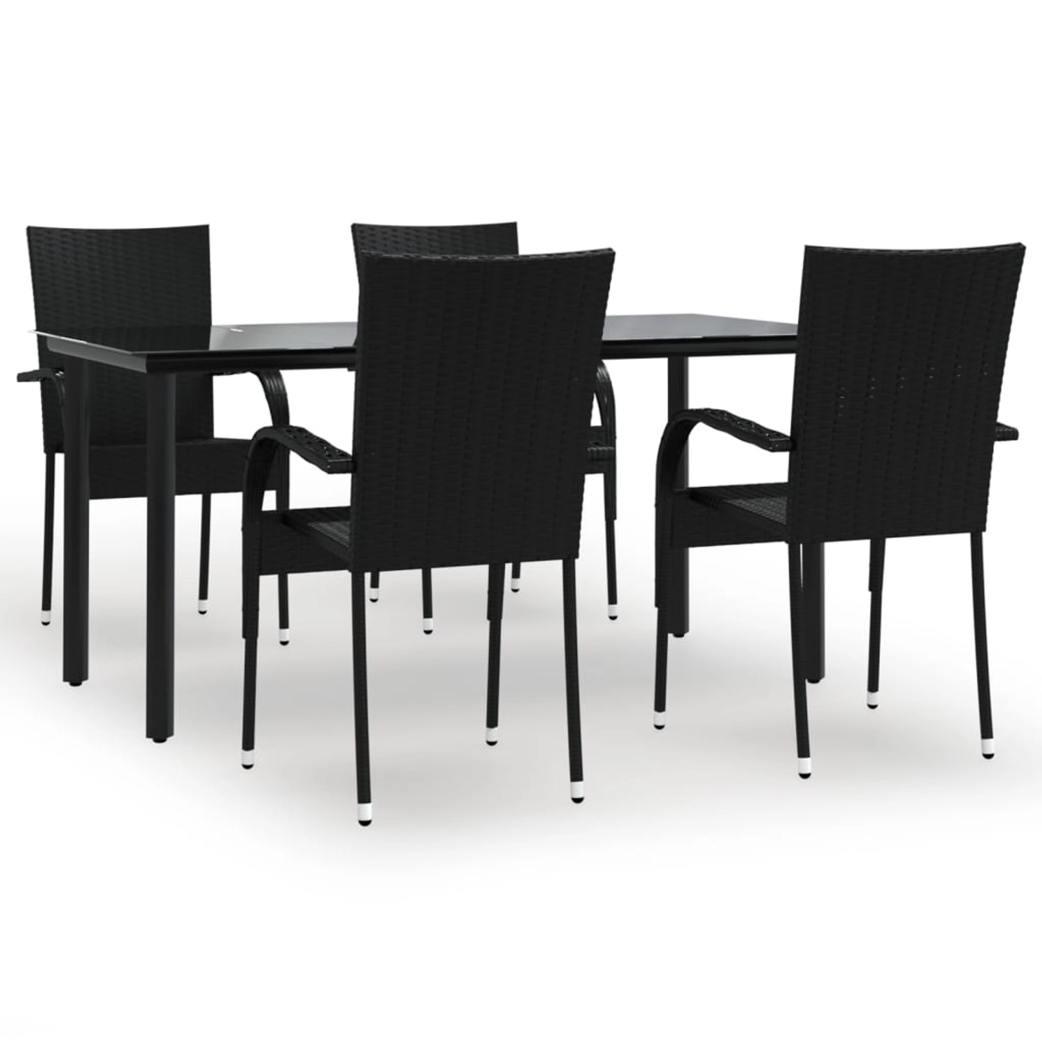 vidaXL 5-Tlg Garten-Essgruppe Schwarz Poly Rattan 3156656