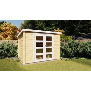 Finn Art Finn art Blockhaus 28mm Flachdach Gartenhaus aus Holz Funny 13 3x2 m ohne Fußboden