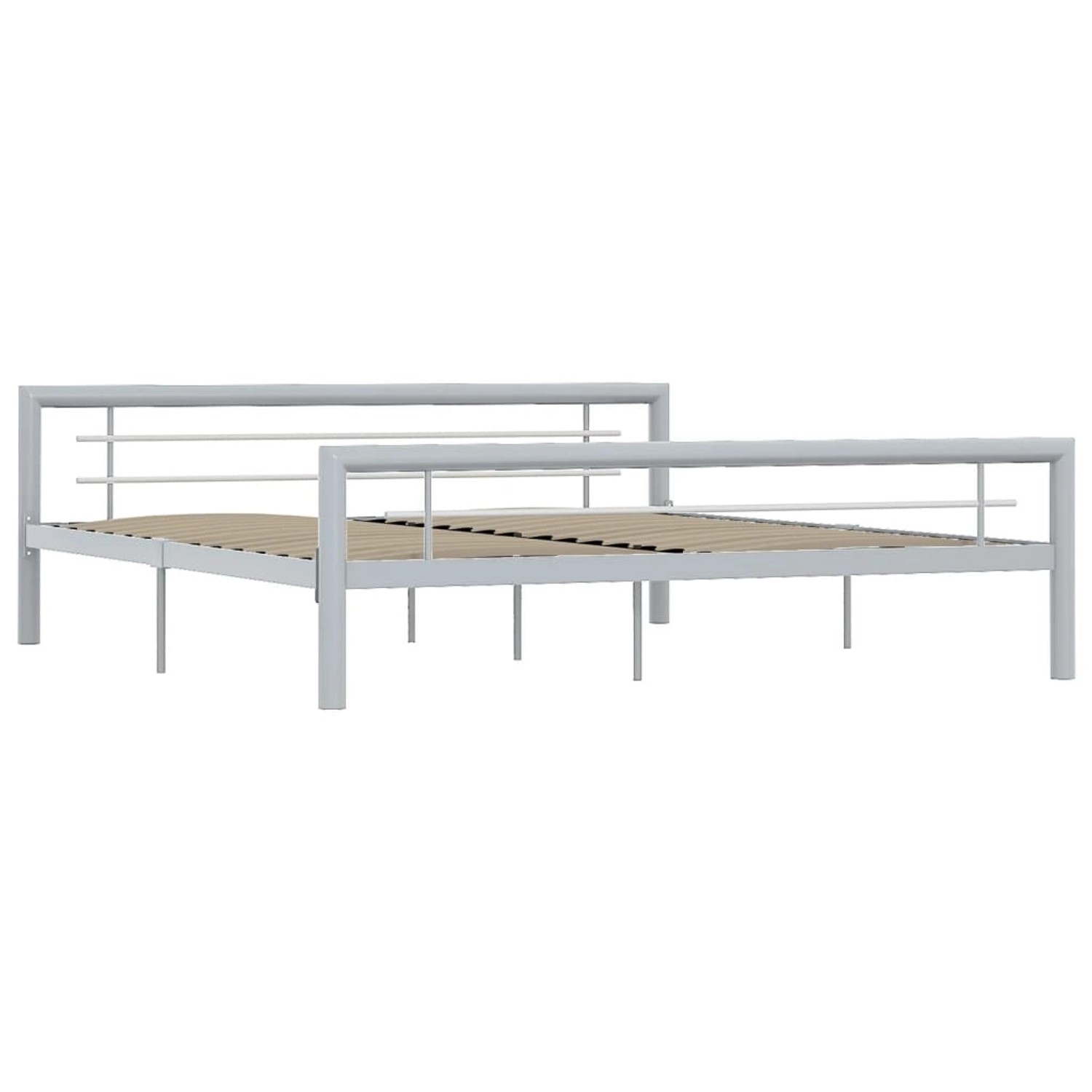 vidaXL Bettgestell Bettgestell Grau und Weiß Metall 180 200 cm Bett Bettrah günstig online kaufen