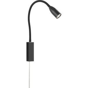 Schwarze LED-Wandleuchte Fischer & Honsel Sten, flexibel, 61 cm, ideal als Bettleseleuchte.