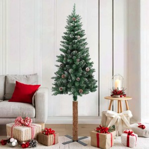 vidaXL Weihnachtsbaum Schlank mit Echtholz und Schnee Grün 180 cm 320961