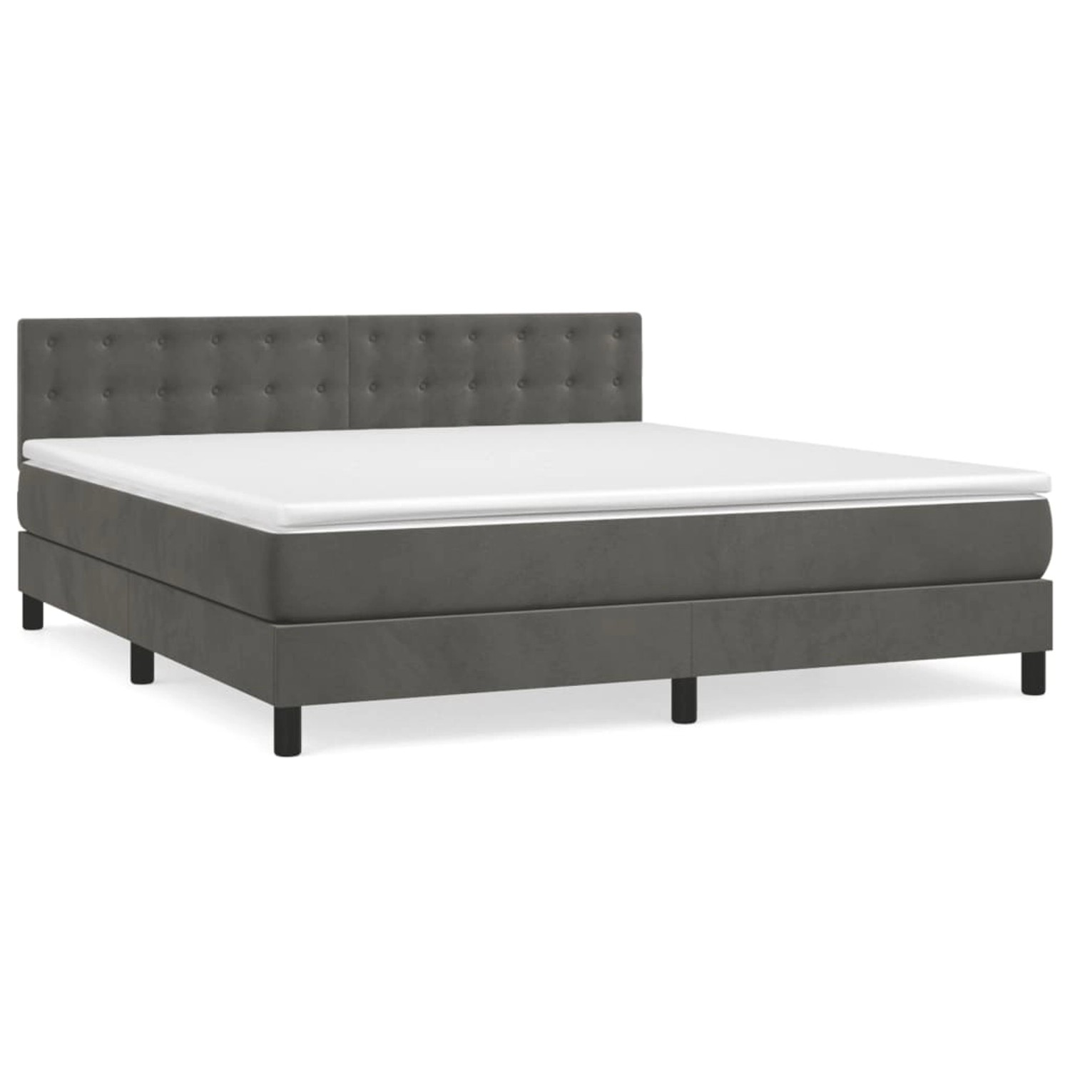 vidaXL Boxspringbett mit Matratze Dunkelgrau 160x200 cm Samt1397487 günstig online kaufen