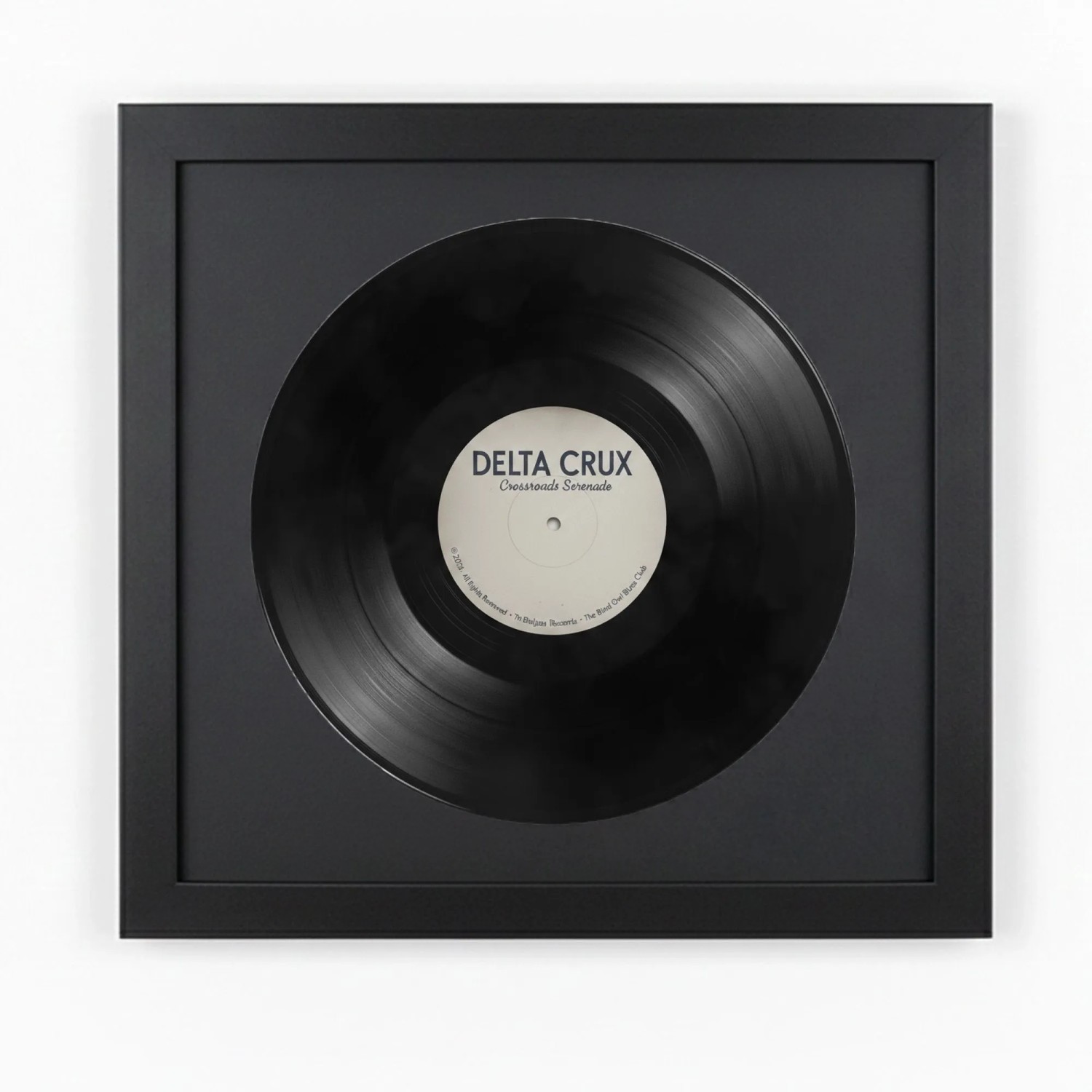 K-Möbel Schallplatten Rahmen Schwarz 40x40cm mit Schwarzem Passepartout für die Vinyl