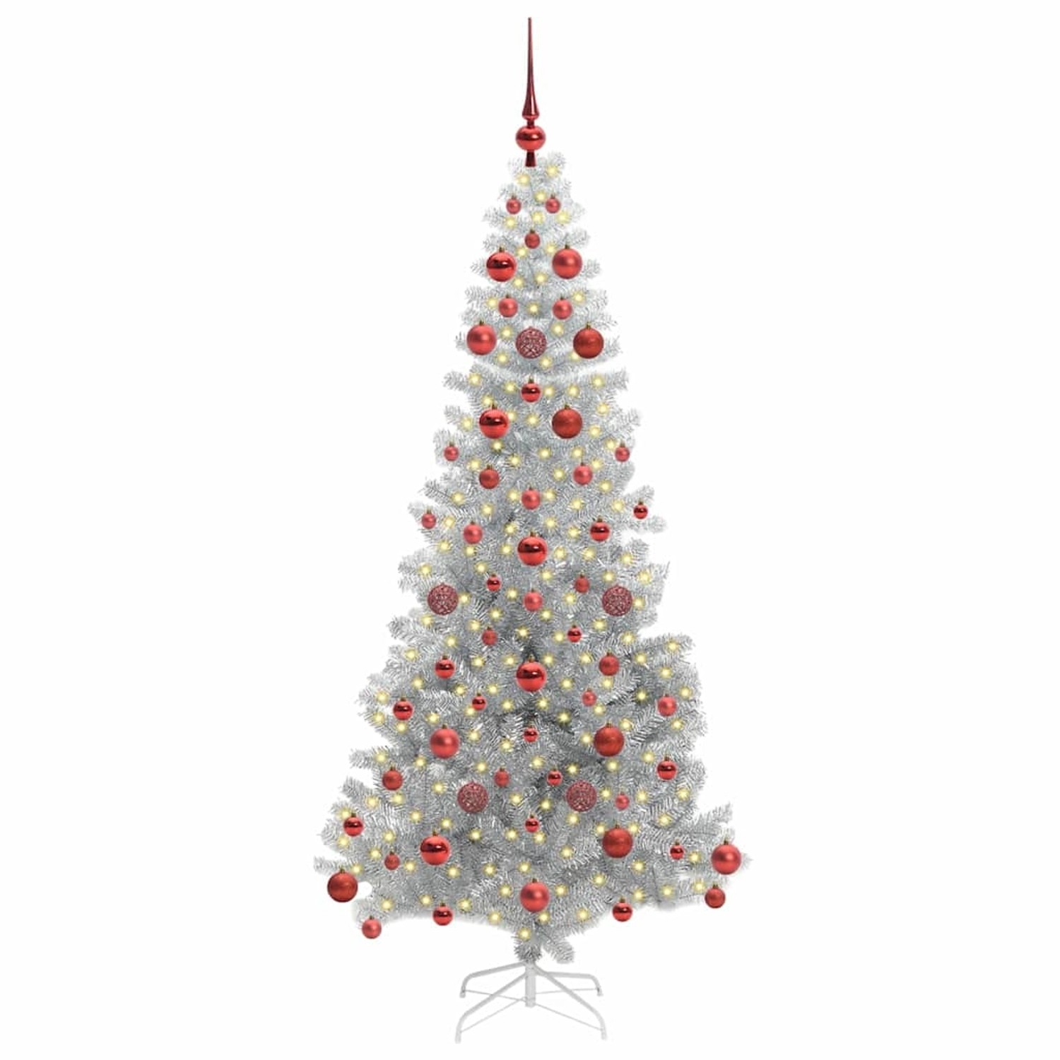 vidaXL Weihnachtsbaum mit 300 LEDs mit Ständer Silber 180 cm PET 3396674