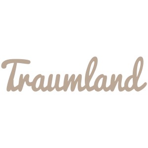 3D Schriftzug Traumland als Wandobjekt, beige. Dekorative Wandtattoo-Idee für Kinderzimmer.