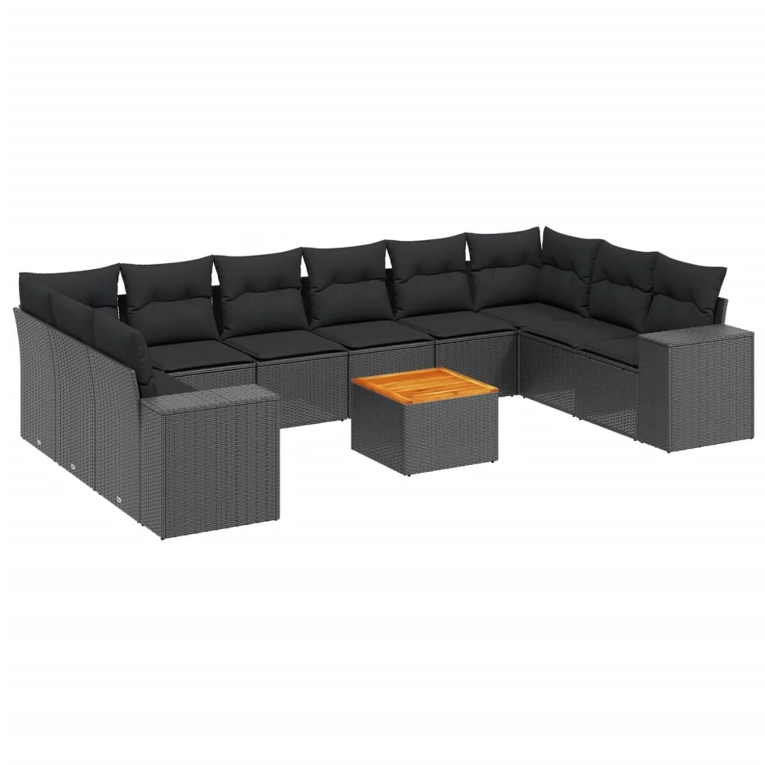 vidaXL 11-Tlg Garten-Sofagarnitur mit Kissen Schwarz Poly Rattan 3257945 günstig online kaufen