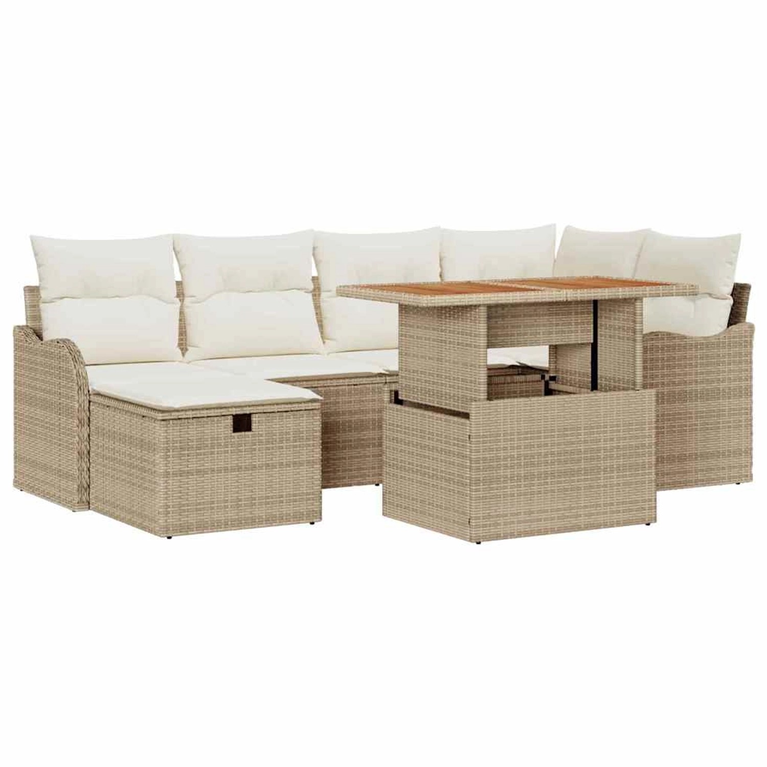 vidaXL Garten-Sofa-Set 7-Tlg Beige Poly Rattan 3361274 günstig online kaufen