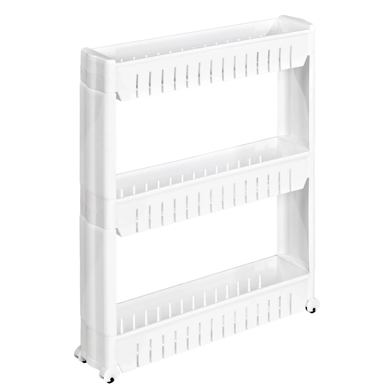 Tectake Nischenregal Joe 3 Ebenen Mit 4 Rollen  54 x 12 x 71 cm Weiß