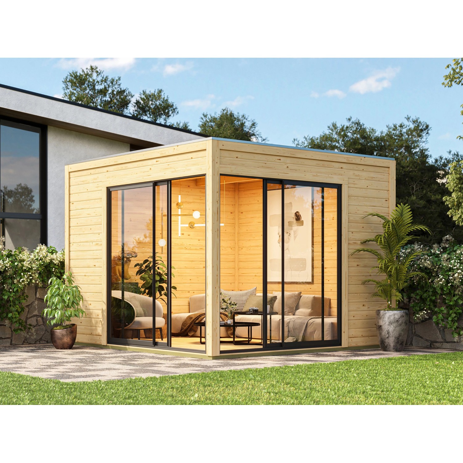 Karibu Gartenhaus/Gerätehaus Dillen 3 Naturbelassen 9,27 m²