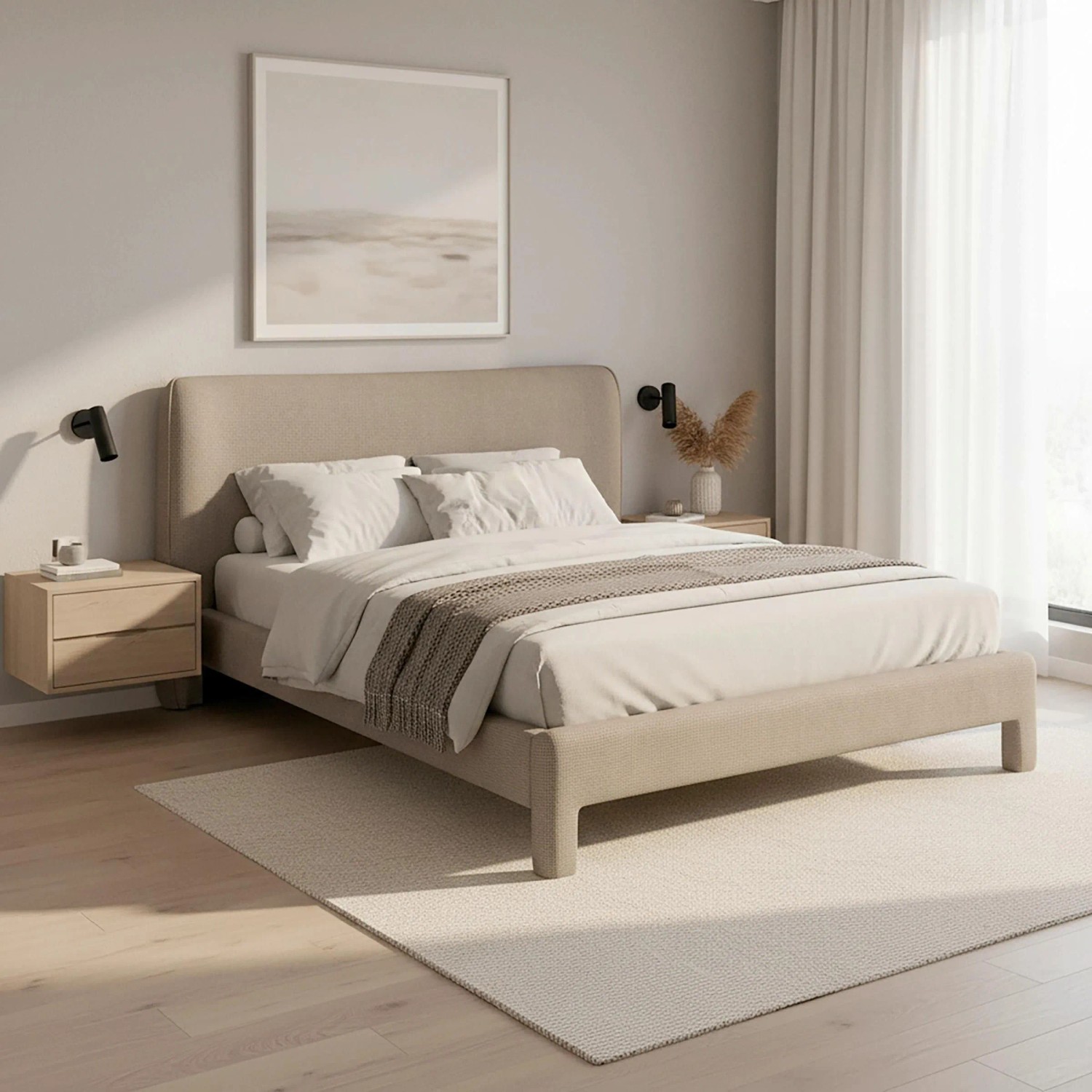 Bessagi Home Polsterbett Valion Taupe ca. 160x200 cm