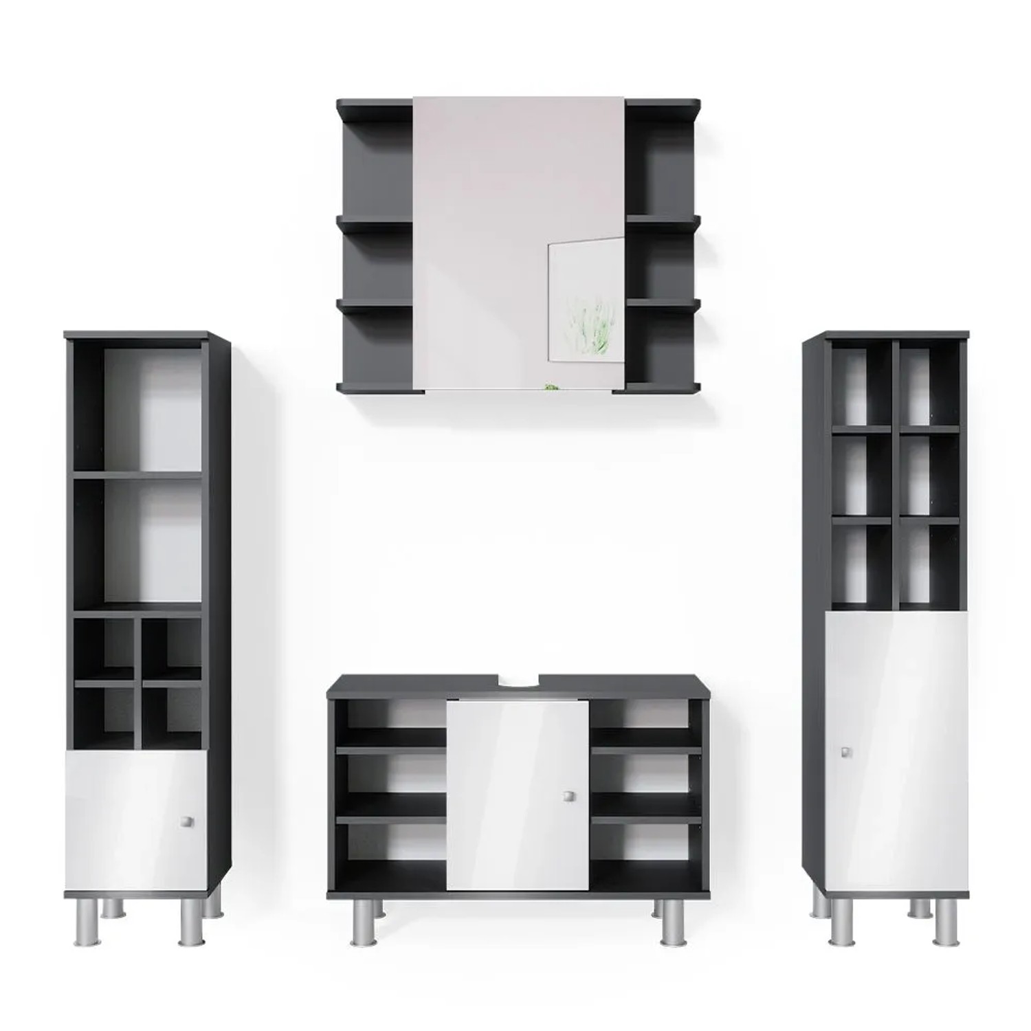 Vicco Badmöbel-Set Fynn Anthrazit 80 x 54 4-teilig