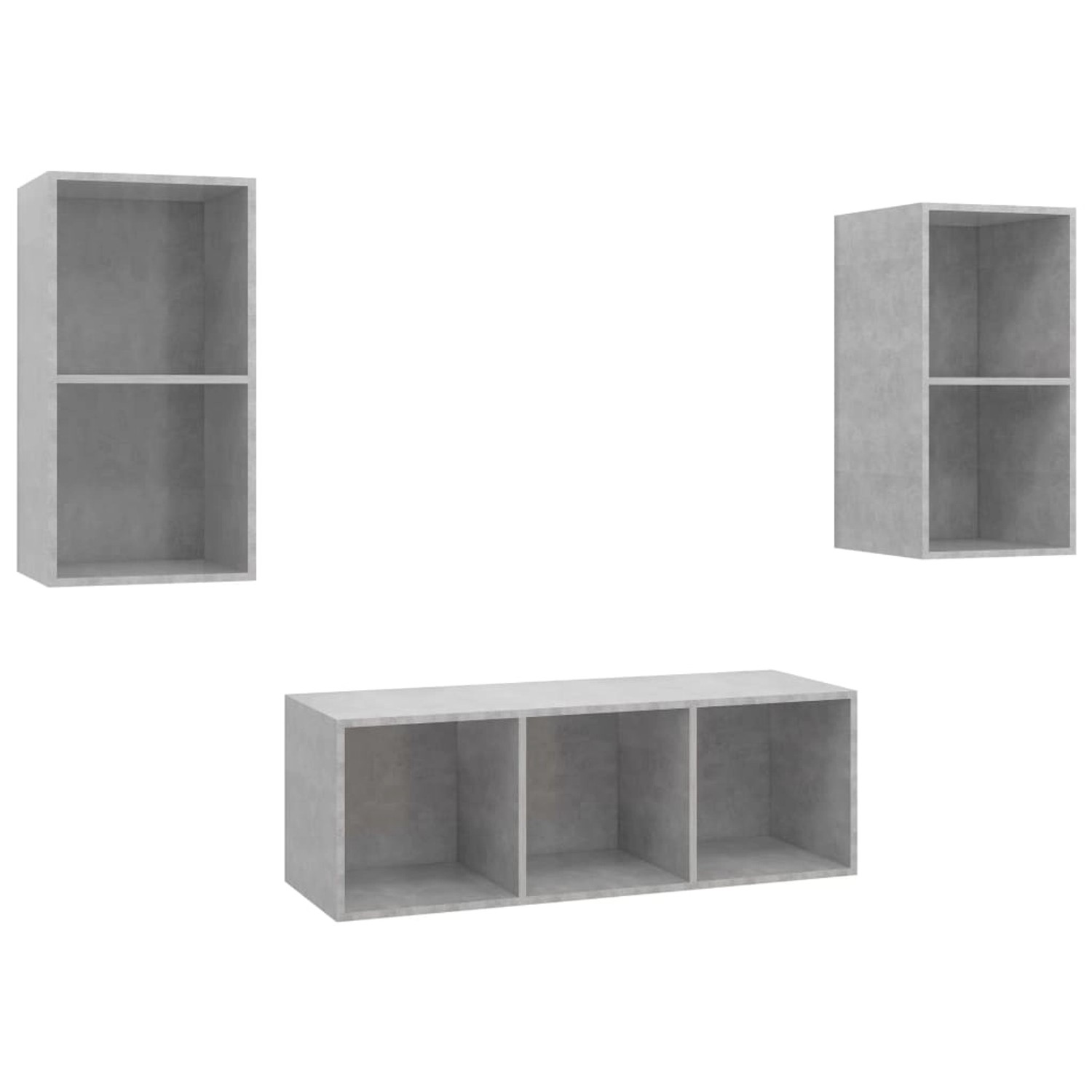 vidaXL 3-Tlg TV-Schrank-Set Betongrau Holzwerkstoff 3079740