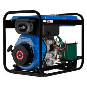 EBERTH 5000W Diesel Stromerzeuger mit 10 PS Motor im Stahlrahmen, blau.
