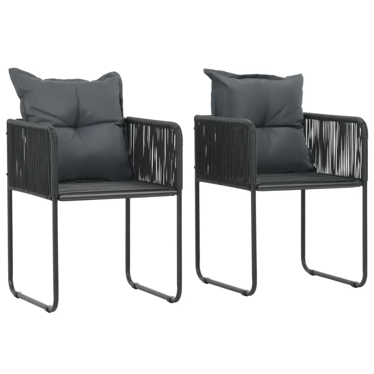 Furnicato Gartenstühle 2er Set Poly Rattan Mit Polstern  51 5x51 5x67 Cm  Schwarz
