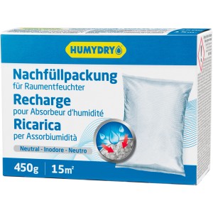 Humydry Raumentfeuchter Nachfüllpack, neutral, 450g, gegen Feuchtigkeit und Schimmel.