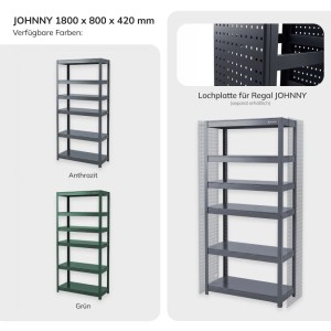 JAN NOWAK Breites Metallregal JOHNNY 80 x 180 x 42 cm Anthrazit