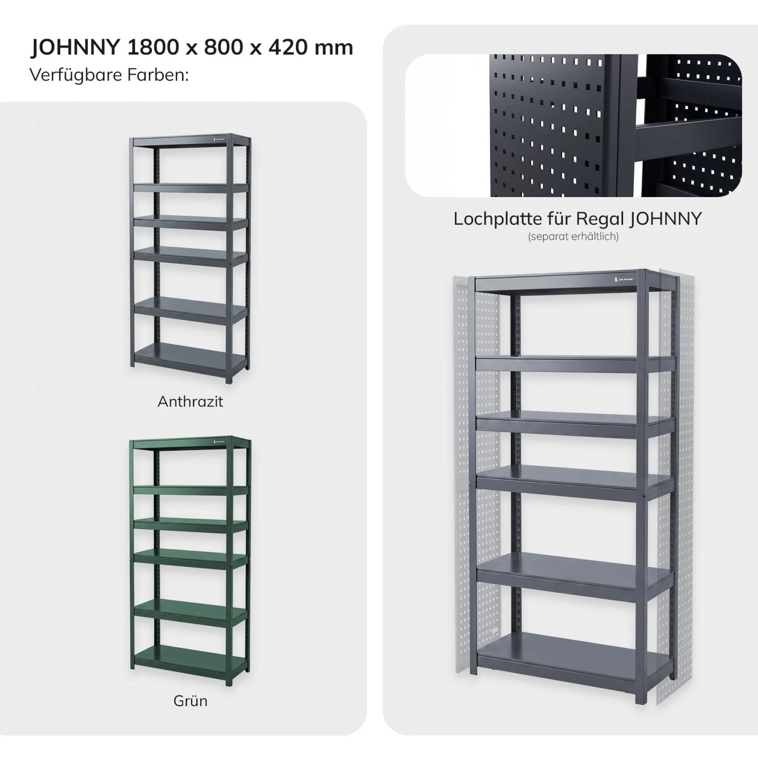 JAN NOWAK Breites Metallregal JOHNNY 80 x 180 x 42 cm Anthrazit_2