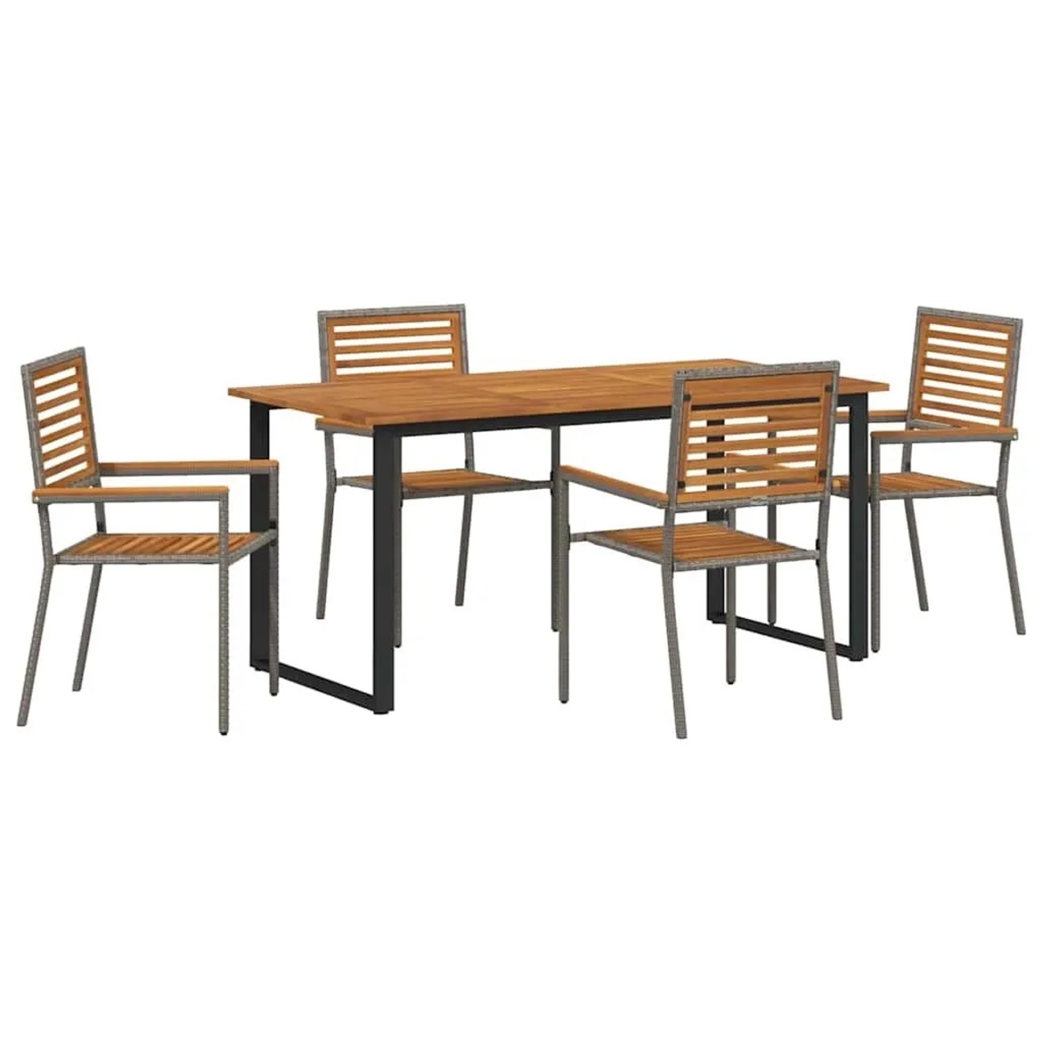 vidaXL Garten Essgruppe 5-Tlg Grau Massivholz Akazie 3365458