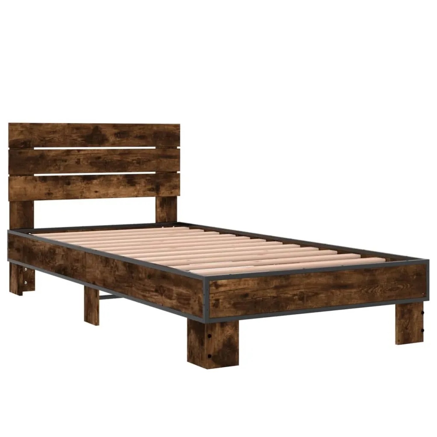 vidaXL Bettgestell Räuchereiche 90x190 cm Holzwerkstoff und Metall 845754 günstig online kaufen