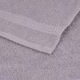 Graues Baumwoll-Handtuch 50x100 cm, Frottee-Struktur, mit dekorativem Rand.