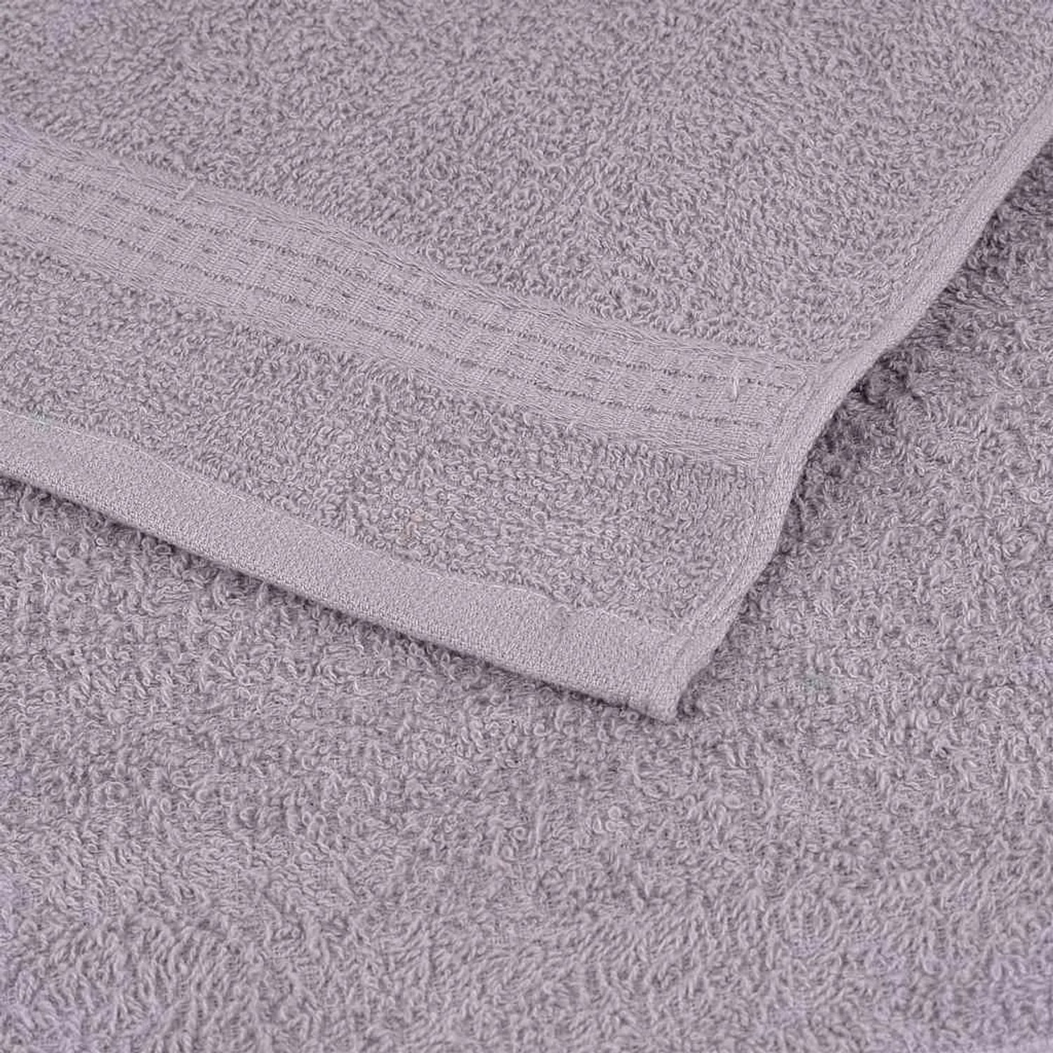 Graues Baumwoll-Handtuch 50x100 cm, Frottee-Struktur, mit dekorativem Rand.