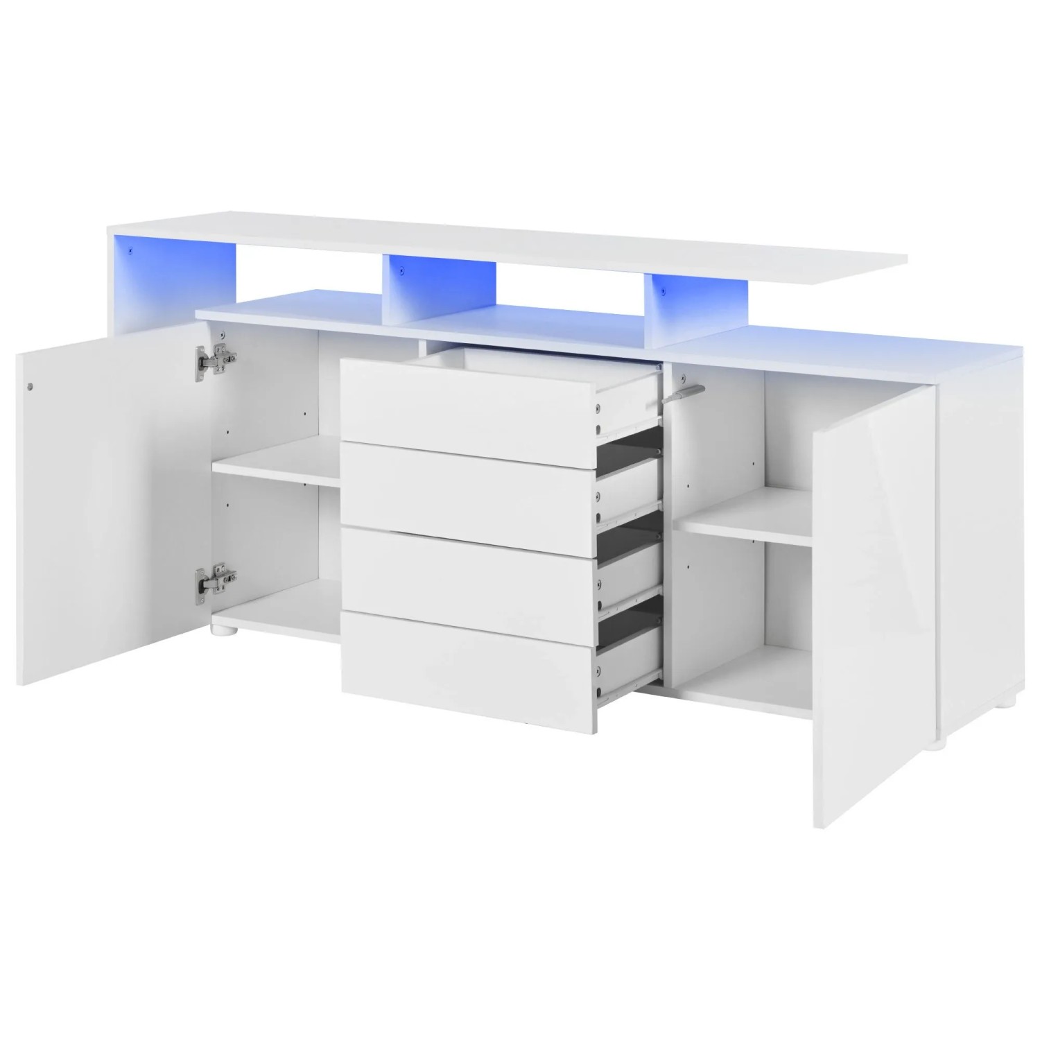 okwish Sideboard mit LED Stauraum Mehrzweckschrank 160x35x70cm Weiß