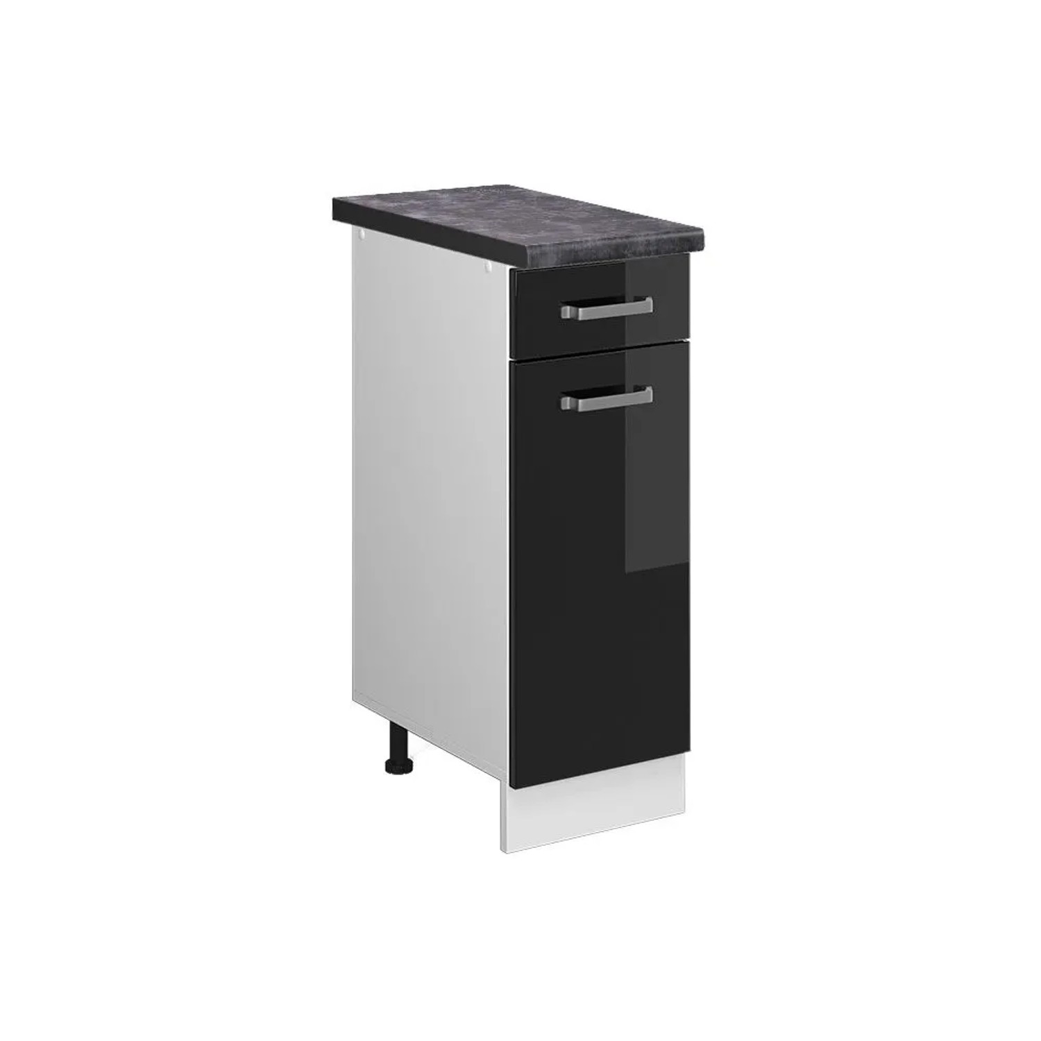 Vicco Küchenunterschrank R-Line Schwarz Hochglanz Weiß 30 cm AP Anthrazit