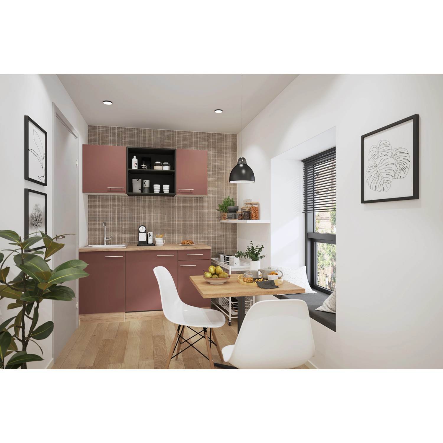 OPTIFIT Bari407 Miniküche 150 cm Rostrot günstig online kaufen