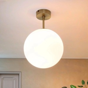 Licht-Erlebnisse Deckenlampe Kugel Schirm Ø 20 cm E14 Glas Echt-Messing