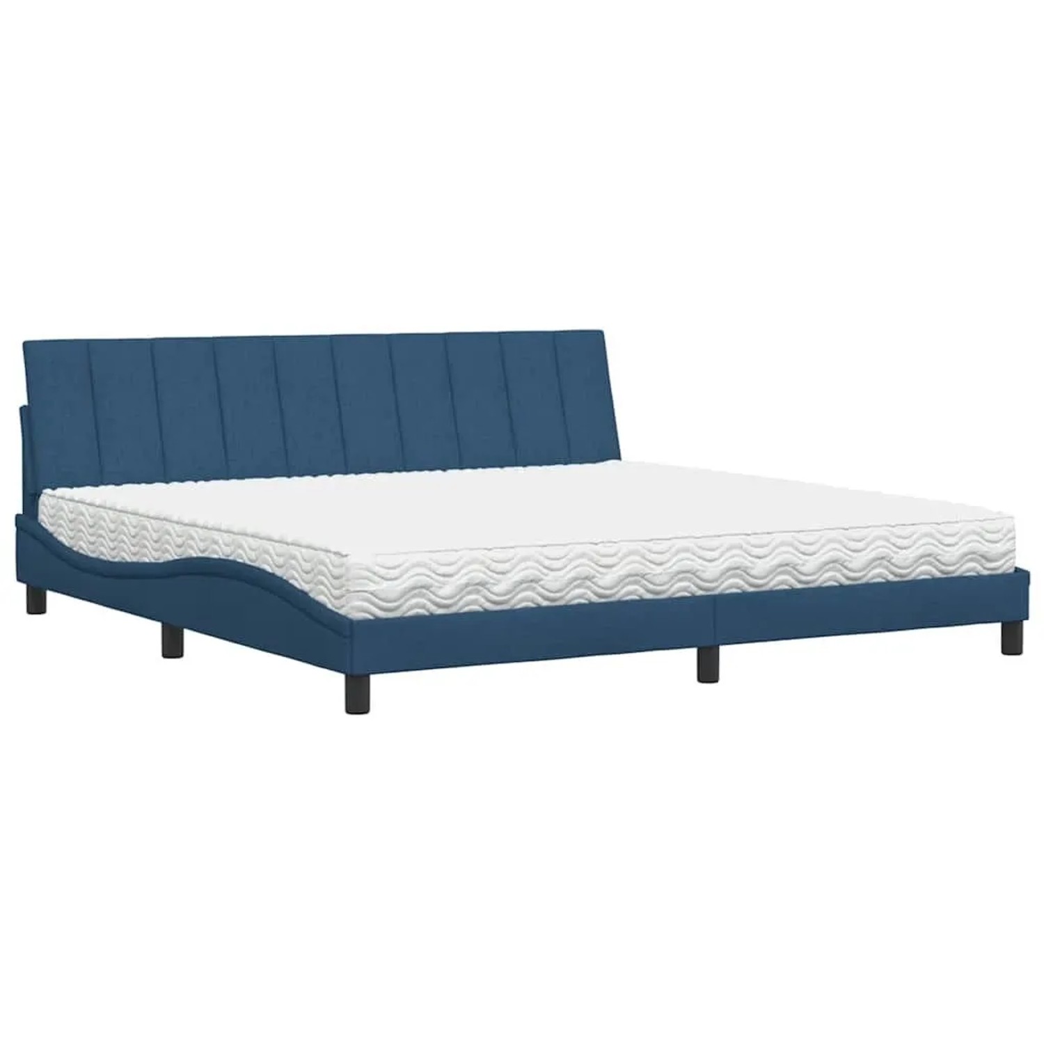 vidaXL Bett mit Matratze Hanko Blau 200x200 cm Stoff 3310558
