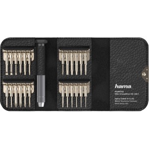 Hama Mini-Schraubendreher-Set 24in1 im schwarzen Lederetui, Zubehör für Computer & Multimedia.