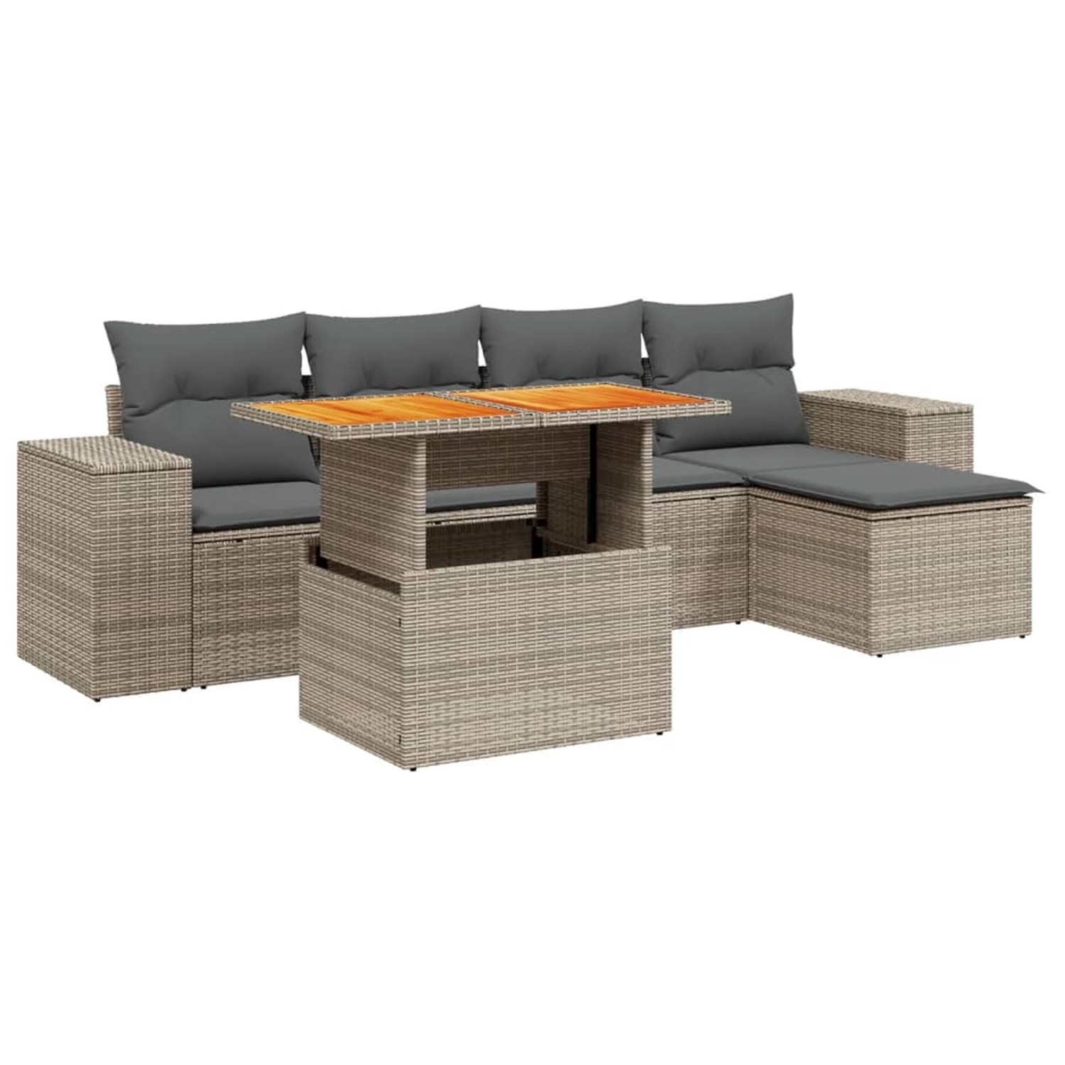 vidaXL 6-Tlg Garten-Sofagarnitur mit Kissen Grau Poly Rattan 3272614 günstig online kaufen