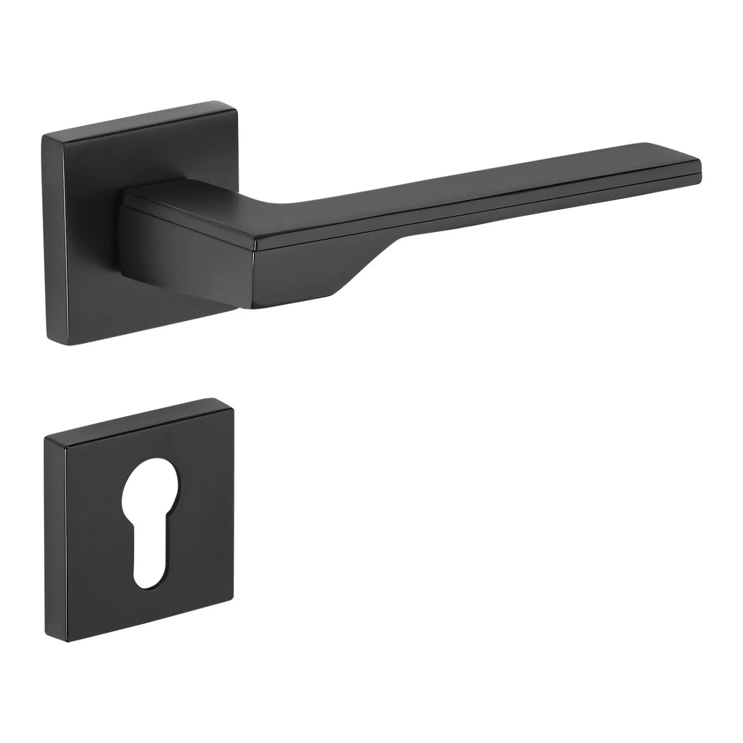 SOTECH Türdrücker HENRIK Aluguss mit Rosetten für Profilzylinder PZ Schwarz Matt inkl. Befestigungsmaterial