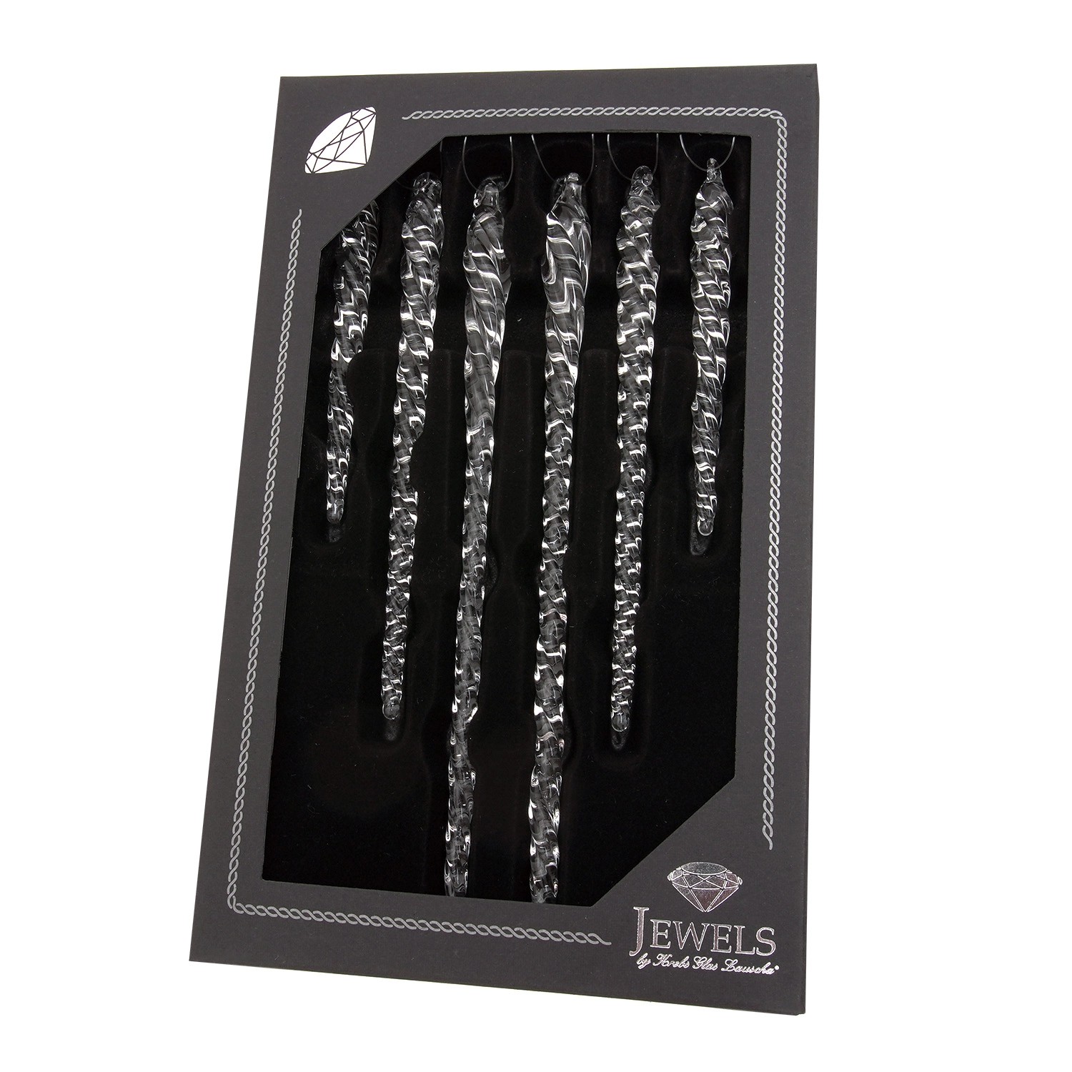 Krebs Glas Lauscha Weihnachtsornamente Eiszapfen Transparent 6-tlg. 23cm