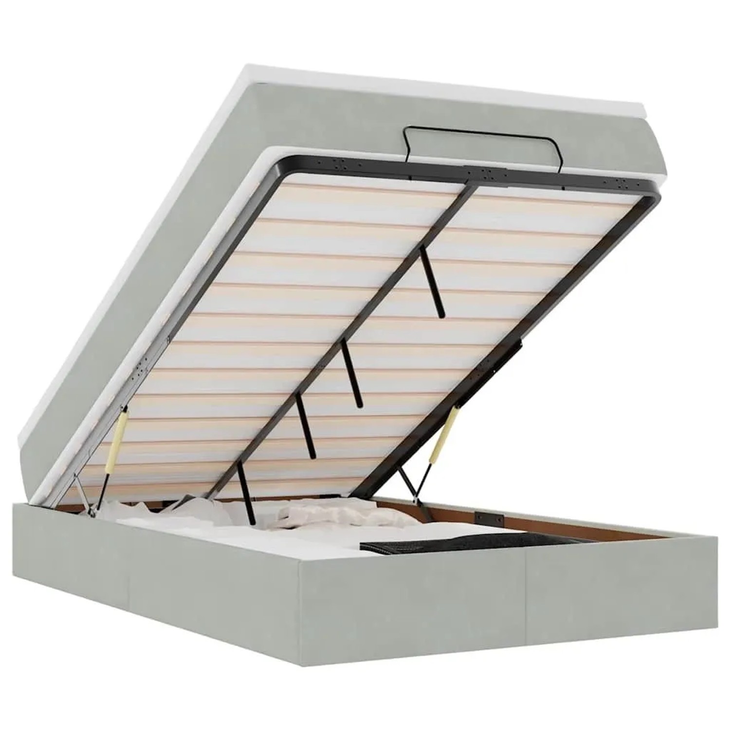 vidaXL Ottomanische Bett mit Matratze Hellgrau 120x190 cm Samt 3311171